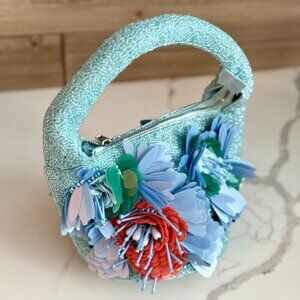 Floral Teal Beaded Bag • Rated Tik Tok Viral